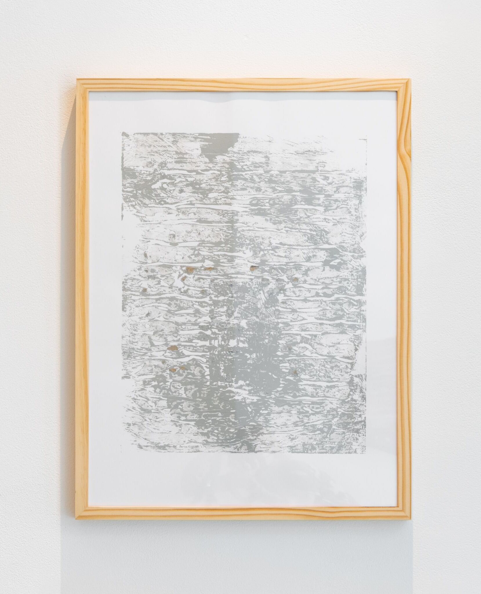 Framed gray monoprint with texture