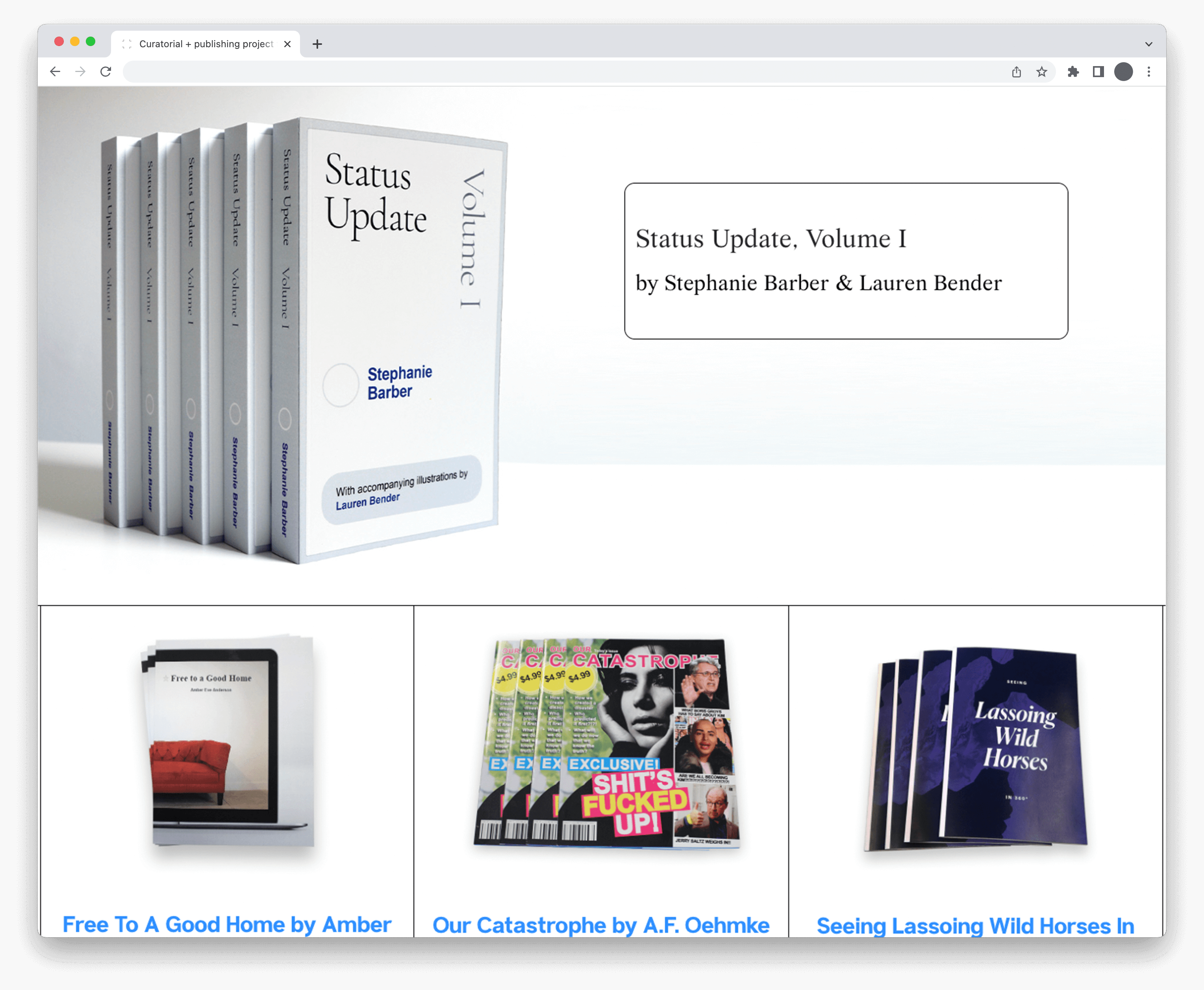 Web browser showcasing books