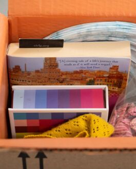 A close up of tightly packed objects inside of a bright salmon interior